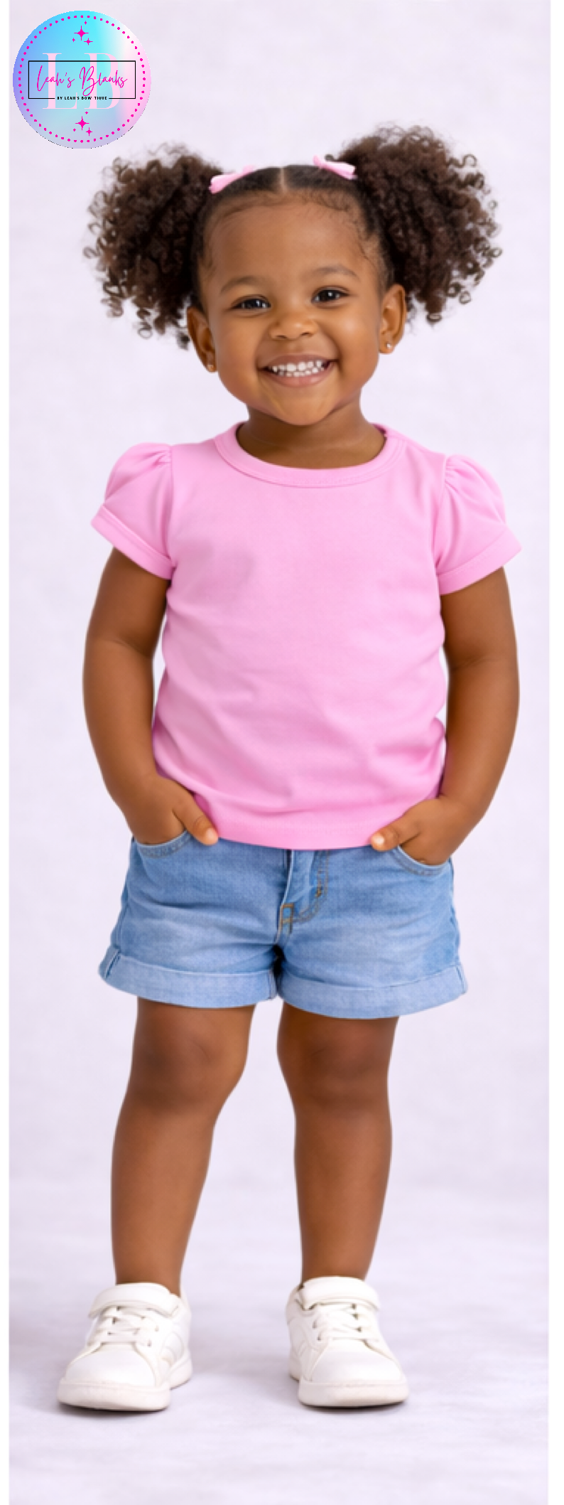 Pink Girls Puff Sleeve Shirt