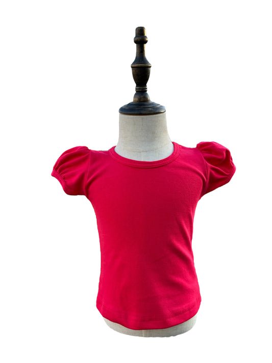 Red Girls Puff Sleeve Shirt