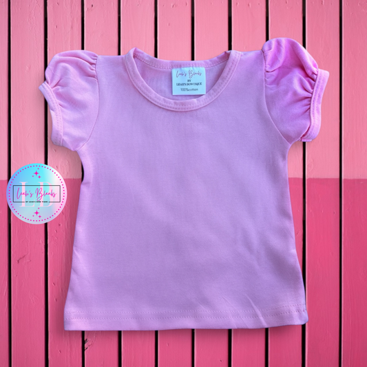 Pink Girls Puff Sleeve Shirt